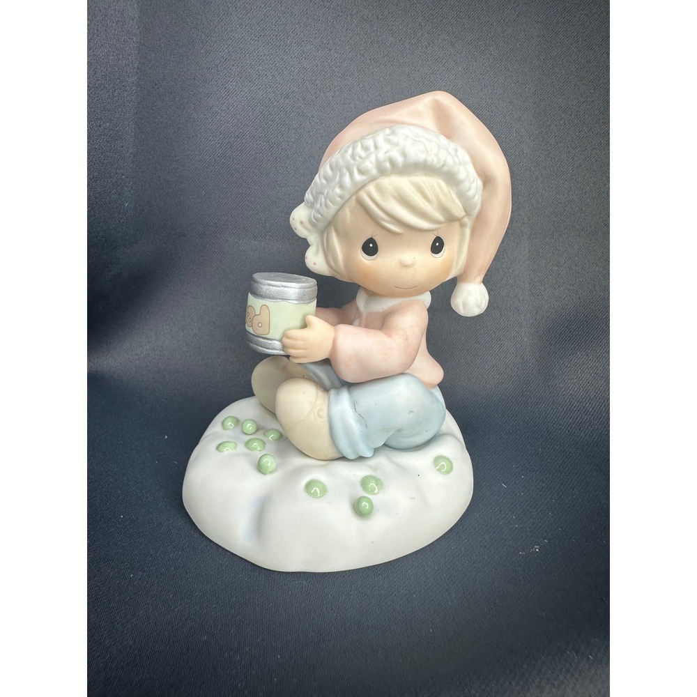 Precious Moments Peas On Earth Figurine 455768 Enesco Boy with Can of Peas 1998